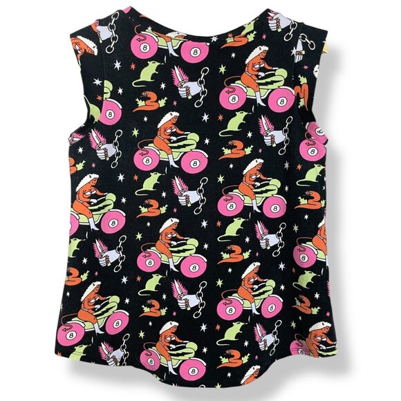 Nooworks Muscle Tee Mean Machine Print Size Large Motorcycle Rat Devil Lady - Picture 2 of 10